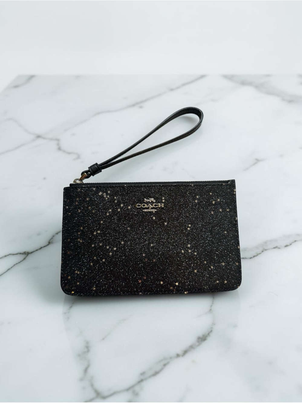 Coach Black Glitter Starry Wristlet